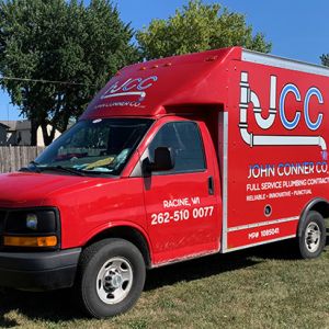 JCC Plumbing truck wrap lettering racine