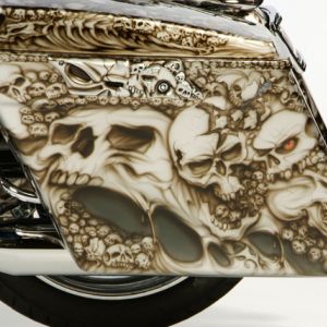 custom artwork airbrushing skull motorcycle racine