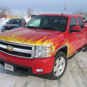 custom flames artwork airbrush truck racine
